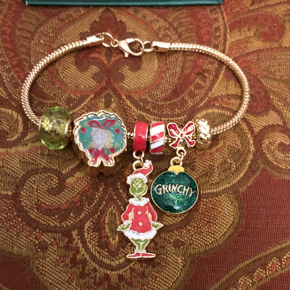 Grinch Charm Bracelet with Festive Accents